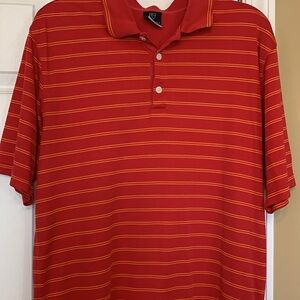 Nike Red and Yellow Striped Men's Polo Shirt